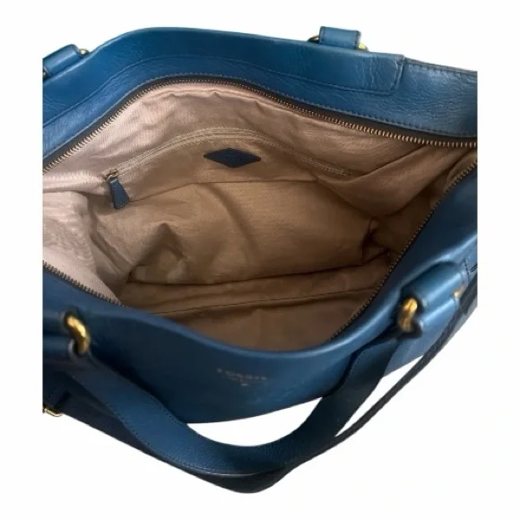 Fossil Navy Leather Shoulder Bag With Strap - Picture 9 of 12
